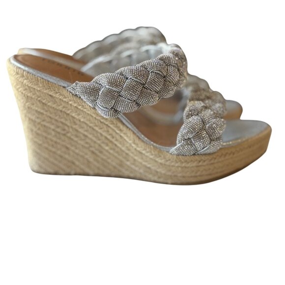 Torrid Silver Braided Strap Espadrille Wedge Sandals Women Size 10WW - Picture 1 of 8